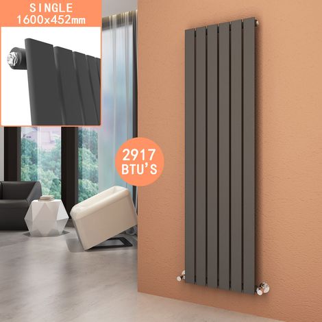 ELEGANT Designer Central Heating Vertical Column Radiator Anthracite Single Flat Panel 1600 x 452mm Rads (1/5)
