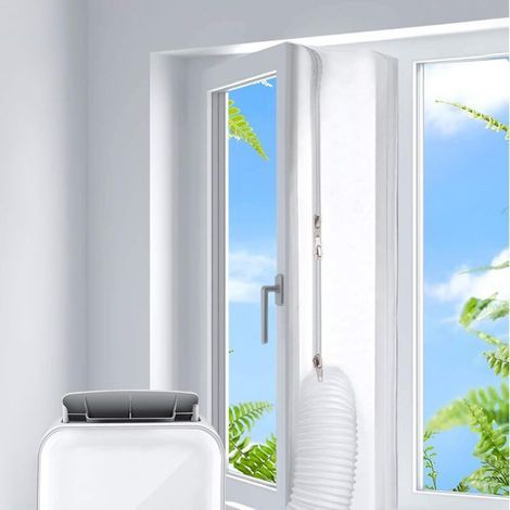 Kit Calfeutrage Climatiseur Mobile Porte Fenetre 500cm, pour Climatiseurs, Sèche-linge et Déshumidificateurs Tuyau évacuation Calfeutrage Fermeture éclair, Facile a Installer (1/5)