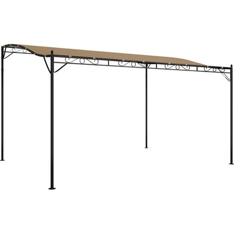 Auvent taupe 4 x 3 m 180 g/m² tissu et acier - Auvent de terrasse protection solaire jardin extérieur résistant (1/5)