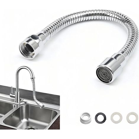 30 cm Rallonge Robinet Cuisine, Acier Inoxydable Prolongateur Robinet, Réglable à 360° Rallonge D'évier Pivotante avec Adaptateur de Filetage Interne/Externe et Joint, pour Robinets (1/5)