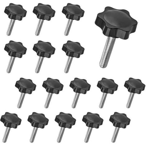16-Piece Star Head Knurled Screws, Female Thread Nut Clamping Handle, Screw Handle Clamping Knob, Clamping Knobs (1/4)