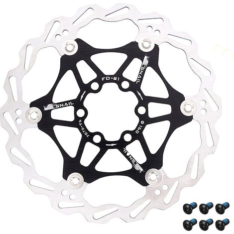 Discos de freno de 160 mm, rotores de freno para bicicleta, discos de freno flotantes para MTB, accesorios de ciclismo con cierre central (negro, 160 mm) (1/5)