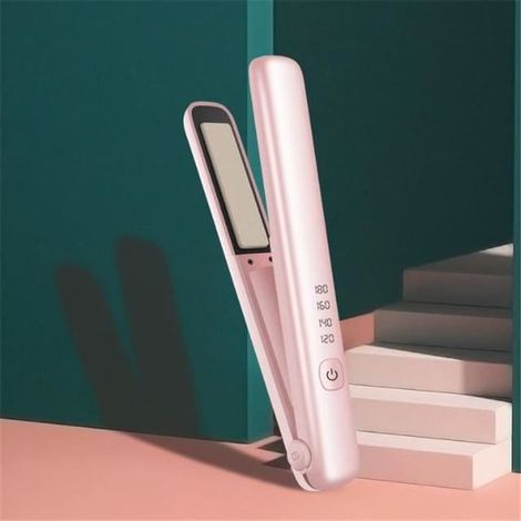 FER A BOUCLER,pink--Mini fer à friser Portable sans fil, Rechargeable par USB, double usage, à quatre vitesses, régulateur de (1/4)