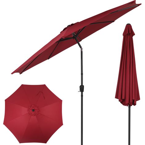 Puluomis-Parasol, Droit, Octogonal, Inclinable, avec Manivelle, Diamètre 3m, Toile Polyester, Extérieur, Terrasse, Jardin, Balcon, Plage, Piscine, Rouge (sans Socle)
