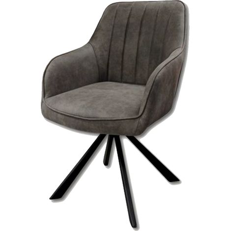 Chaise rotative Xara gris pieds métal noir (1/3)
