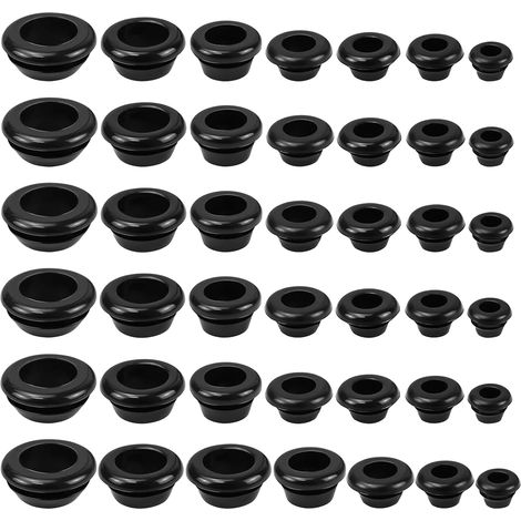 100 Pièces Passe Fil Caoutchouc 3/4/5/6/7/8/10/12/14/16mm  Passe Cable Etanche Caoutchouc Noir 10 Tailles pour Protéger Fils et Câbles (1/5)