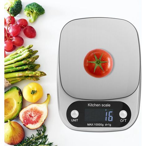 Mini balance électronique portable en acier inoxydable, accessoire de cuisine et de pâtisserie, couleur argent, 10 kg/1 g (1/5)