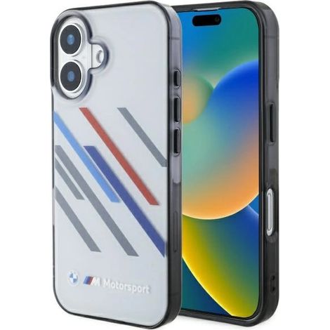 BMW BMHCP16M23HTRAG iPhone 16 Plus 6,7 Zoll grau/grau Hartschalenetui Motorsport IML Random Stripes (1/5)