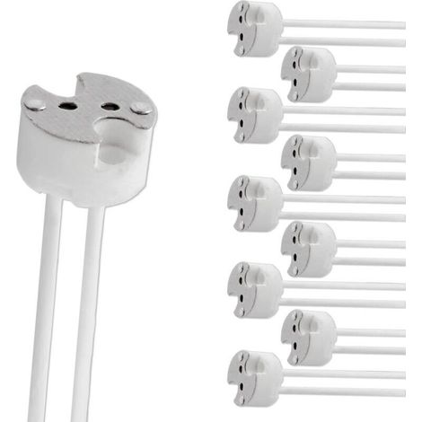 GU5.3-Fassung mit Silikonkabel, 12–250 V, max. 2 A, 100 W, MR16 GU5.3-Keramiksockel, GU5.3-, G4-, GU4- und G6.35-Fassung für LED-Halogenstrahler, 10er-Packung (1/4)
