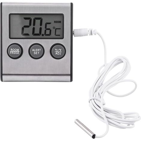 Thermomètre de réfrigérateur, thermomètre numérique LCD avec sonde, température de réfrigérateur de -50 °C à 70 °C