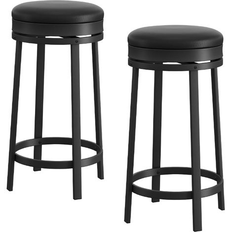 tabourets de bar pivotants lot 2 simili cuir noir 61 cm îlot cuisine (1/5)