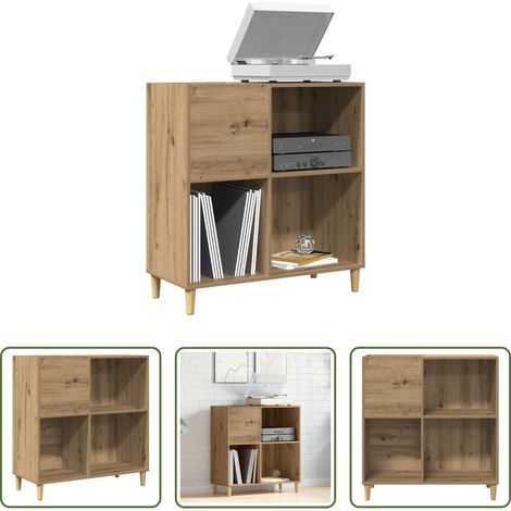 Meuble vinyle -  Armoire à disques chêne artisanal 84,5x38x89 cm bois ingénierie (1/5)