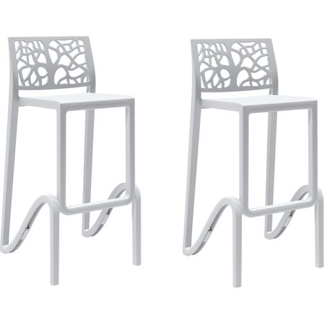 Sgabello bar impilabile alto H. seduta 75 cm TETI Bianco set 2 pezzi (1/2)