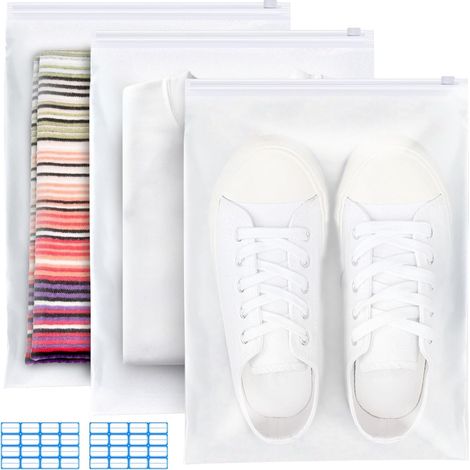 30 Pack Large Reusable Zip Bags 50 x 40 cm - Waterproof Frosted Travel Bags - Plastic Storage Bags for Clothes, Underwear, Towels, Shoes, Cosmetics (1/5)