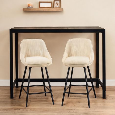 Tabouret de bar beige en velours côtelé Acier 52 x 49 x 88 cm (1/5)