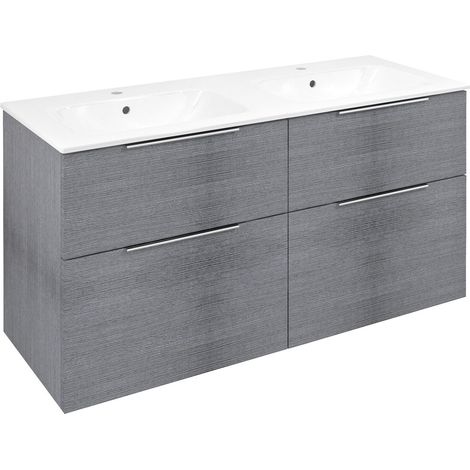 Meuble vasque CIRASA 118,4x64x46cm, chêne argenté