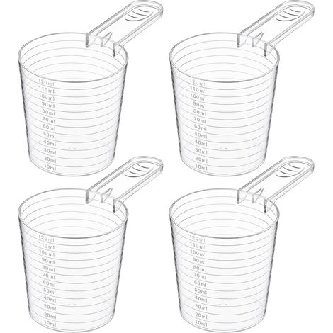 4 Pièces Petit Verre Doseur 120ml, Set Doseurs en Plastique Transparent (1/5)