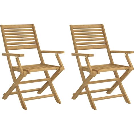 Faltbare Gartenstühle, 2er Set aus massivem Akazienholz