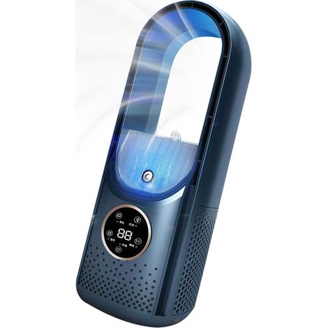 Climatiseur portatif sans lame, ventilateur USB avec réglage à 6 vitesses, ventilateurs de refroidissement par pulvérisation de synchronisation pour la maison,blue (1/5)