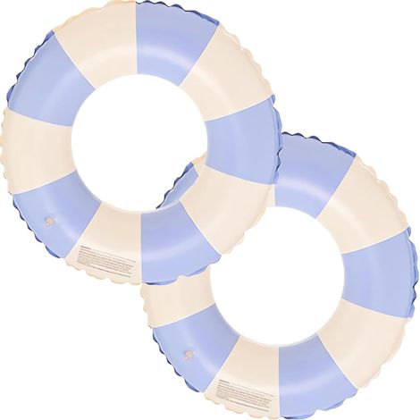 Lot de 2 Bouées Gonflables Rayées Vintage, Anneau de Natation pour Enfant et Adulte, Jeux de Piscine et Plage Été (1/5)