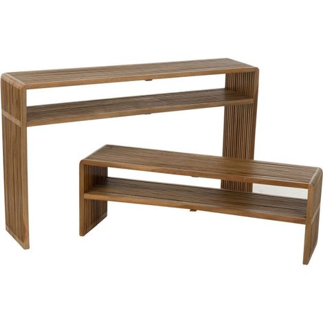 Lot de 2 Consoles en Bois "Teck" 130cm Naturel (1/5)