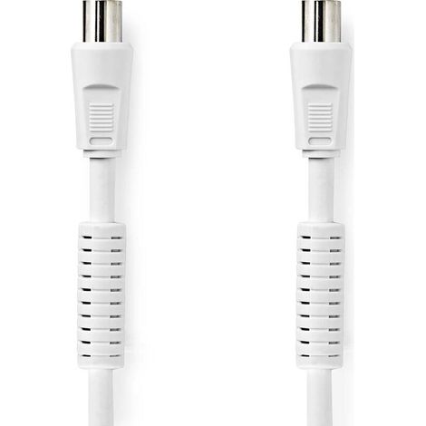 Nedis Koaxial Kabel / IEC (Coax) Stecker / IEC (Coax) Buchse / Vernickelt / 120 dB / 75 Ohm / 4-fach geschirmt / 1.00 m / Rund / PVC / Weiss / Label