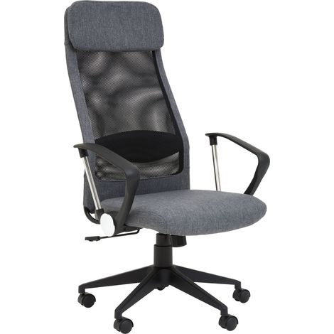 Premier Housewares Brent Black Mesh And Grey Fabric Home Office Chair (1/5)