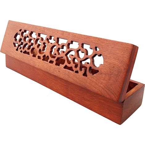 Range-couverts en bois - 1 pièce - Dalbergia naturel - Design chinois creux - Pour baguettes et couverts - 27x6,5x5 cm (1/4)
