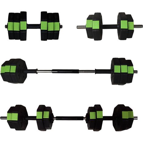 Haltère réglable 2-en-1 pour musculation – Ensemble de poids libre convertible en barre – Poignée antidérapante en fer – Forme octogonale – Idéal entréeînement à domicile pour femme – Couleur : vert (1/5)