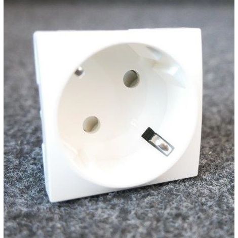 Prise 2P+T 16A standard Allemand (SCHUKO) 45° blanc 9003 mécanisme 45x45mm sans support ni plaque ALTIRA