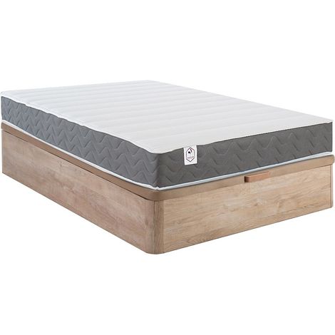 Ensemble 160 x 200 cm sommier coffre naturel clair + matelas mousse HD mémoire de forme et tissu 3D respirant ép.18cm - HEAVEN de YSMÉE