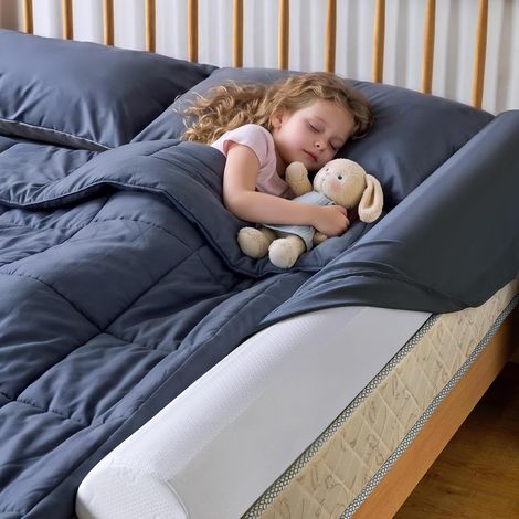Boudin de Lit Enfant en Mousse Semi-Cylindrique, Barrière de Lit avec Housse Amovible Lavable, Protection Antidérapante pour Lit Simple, Double, Queen et King, 132 × 18 × 12 cm (1/5)