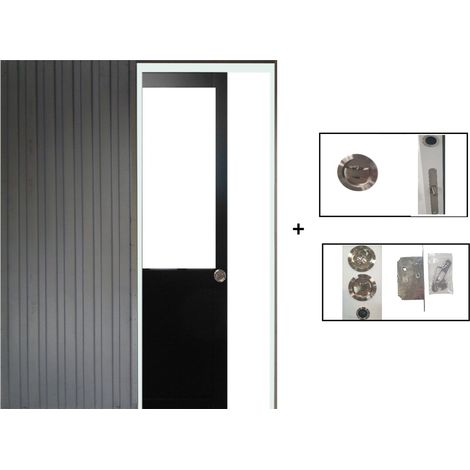 Porte Coulissante Atelier Noir H204 x L73 sans meneau + Système à Galandage (sans kit finition) (1/5)