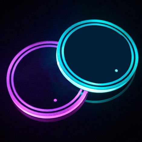 Portavasos LED para coche, 7 colores, recargable por USB, antideslizante, extraíble, para sedanes, SUV y camionetas. (1/5)