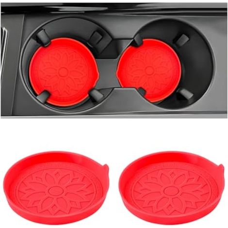 Mandark Lot de 2 dessous de verre de voiture, tapis antidérapant en silicone pour bouteille d'eau, tapis imperméable et décoratif pour intérieur de voiture, universel, pour SUV, camion, camping-car (1/5)