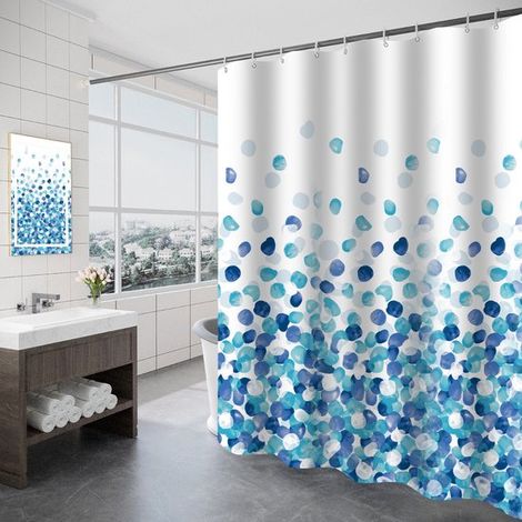 Cortina de ducha impermeable - Tejido de poliéster grueso - Lavable - 1 pieza - Baño (1/5)