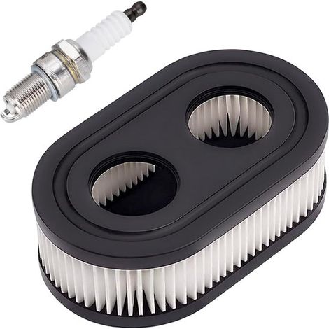 Rasenmäher Luftfilter 2 Stück mit 1 Zündkerze Luftfilter für Rasenmäher 11 × 6,6 × 3,56 cm Passend für Briggs & Stratton Motoren 593260 798339 79 (1/5)