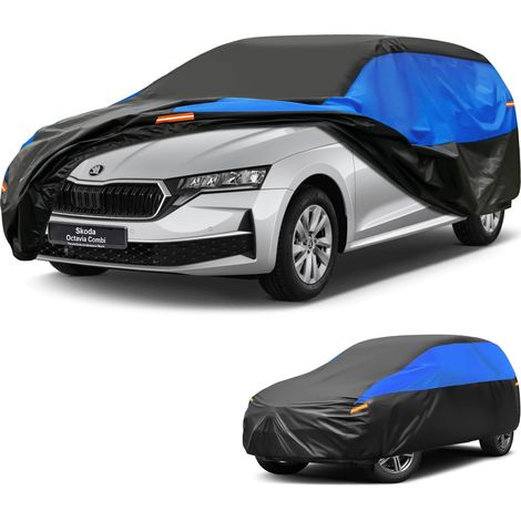 Housse Voiture Imperméable Respirante, Bâche pour Skoda Octavia Combi, Noir BleuBâche de Voiture complète pour la Pluie Soleil Poussière Protection et Doublure.,Convient pour Skoda Octavia Combi (1/5)