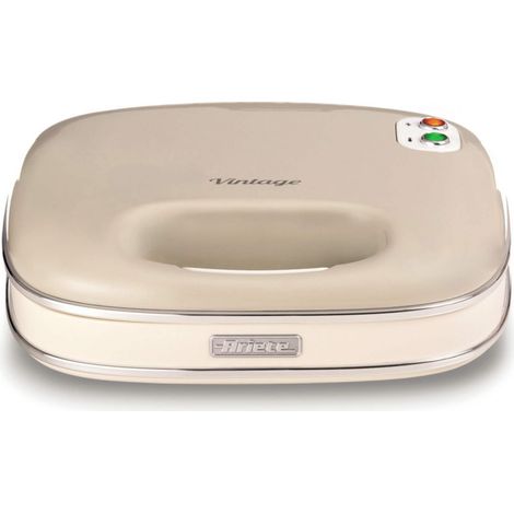 Ariete Linea Vintage 1963 Sandwich Maker Vintage, Piastra elettrica per toast, Sandwich e panini, 750W, Piastre fisse grill, Rivestimento antiaderente, Posizione e riponimento verticale, Beige (1/4)