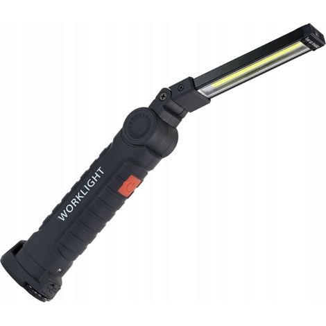 Lampada da officina a LED con gancio magnetico a 270 gradi, USB, potente, 5W, 1W, sottile