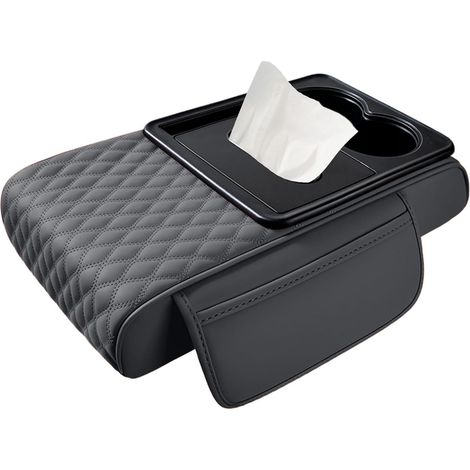 Porte-gobelet de console pour véhicules, housse d'accoudoir de voiture avec porte-gobelet, housse d'accoudoir de voiture 5 en 1, coussin d'accoudoir souple multifonctionnel, accessoire de voiture pour (1/5)