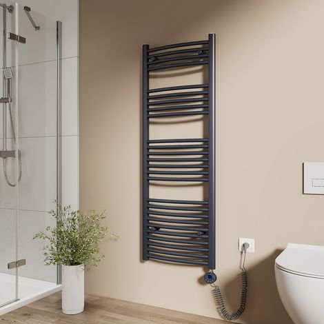 EMKE Elektrischer Handtuchheizkörper 140x50cm 600W Handtuchtrockner mit heizstab WLAN-fähig mit TUYA/Smart Life App, Google Home & Alexa, 4 Heizmodi, Fenstererkennung, Kindersicherung Anthrazitgrau