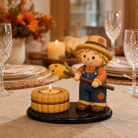 Porte-bougies fantômes Halloween ensemble décoration cheminée étagère avec momie et épouvantail pour feu de camp (1/5)