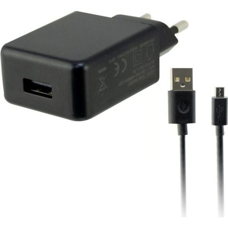 Caricabatterie da Parete + Cavo Micro USB KSIX USB 2A Nero