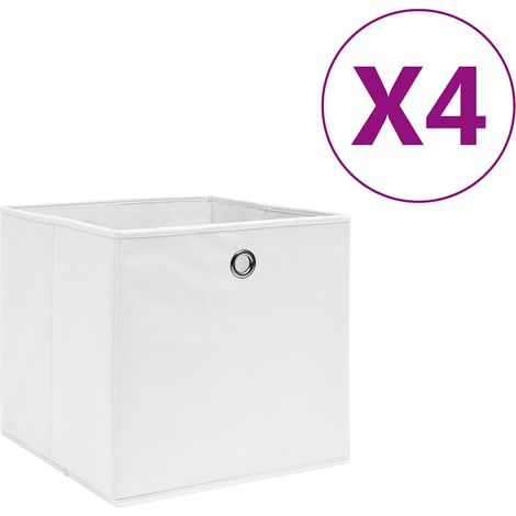 Boîtes de rangement 4 pcs-Coffre de rangement-Stockage Rangement Tissu intissé 28x28x28 cm Blanc 222255 (1/5)