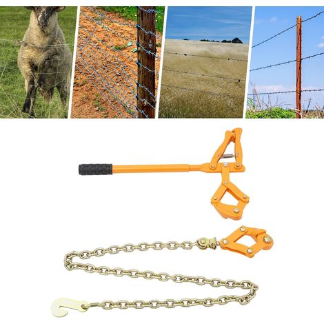 Tendeur de Fil Barbelé de Clôture - Outil de Réparation pour Tendeur de Clôture - Avec Chaîne de 120 cm - Tension 1000 kg- pour Clôture Agricole, Jardin, Ranch, Outil de Renforcement (1/5)