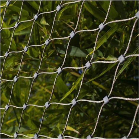 Malla metálica de acero inoxidable, red de seguridad para balcón de 10 cm/2 mm, malla de seguridad de cable flexible, malla de cable metálico tipo X (2,5 x 26 m) (1/5)