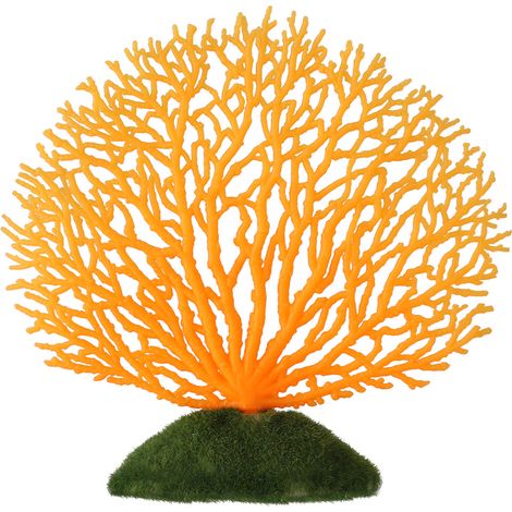 Plantes de corail artificielles en plastique, ornement sous-marin pour Aquarium, décoration Orange (1/5)