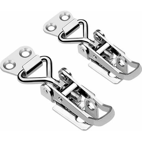 Edelstahl-Kippriegel, 2 Stück, Metall-Kippriegel, Hebelverschluss, rostfrei, starke Befestigung, Klemmriegel, zum Sichern und Festziehen von Koffern an Schranktüren (1/4)
