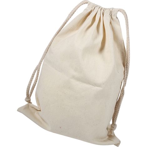 Sac à linge de rangement en coton uni avec cordon de serrage, idéal pour la maison, les voyages et l'usage domestique (22 x 28 cm). (1/5)